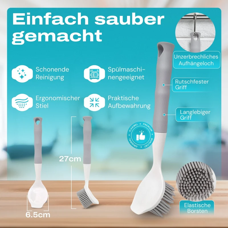 WunderFry® | Reinigungsbürste mit Silikonborsten für Airfryer, Kontaktgrill & Pfannen