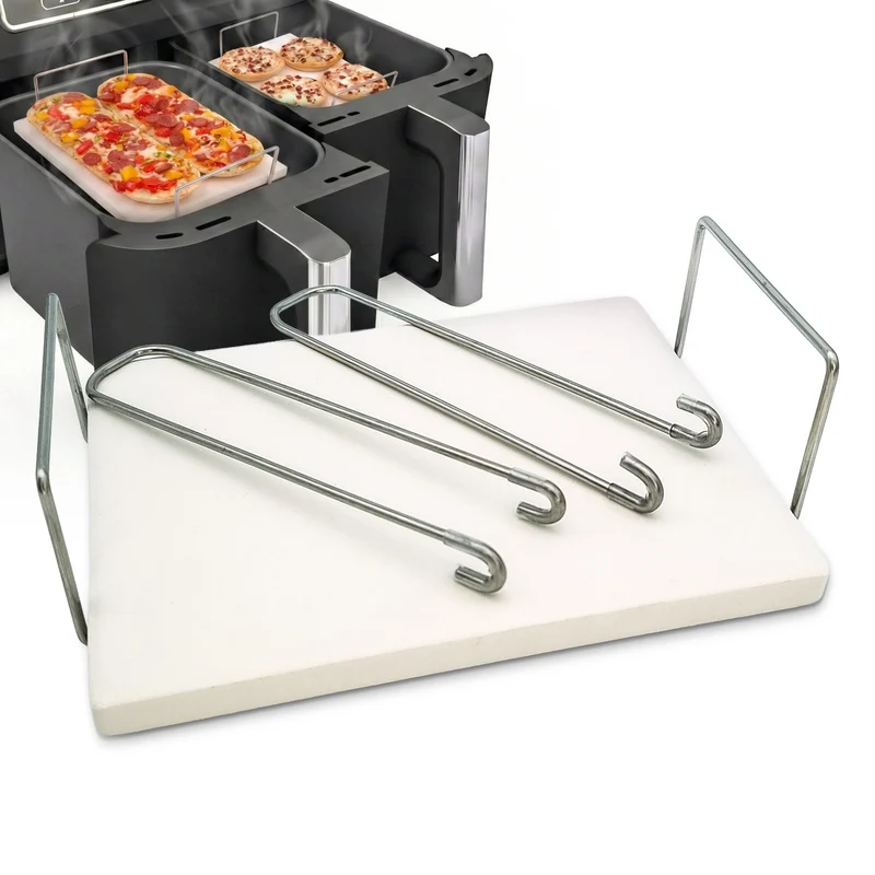 WunderFry® | Airfryer-Pizzastein mit Edelstahlrahmen