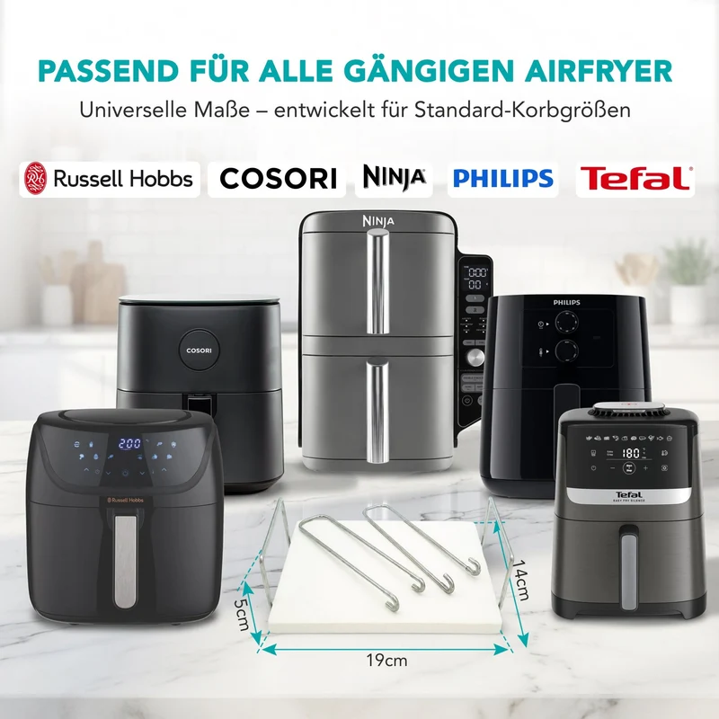 WunderFry® | Airfryer-Pizzastein mit Edelstahlrahmen