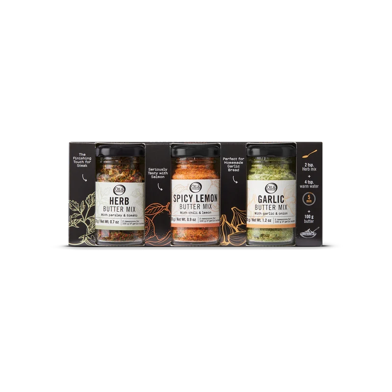 Trio von Butter Gewürzmischungen - Kräuter, Knoblauch und Chili-Zitrone - 74 g
