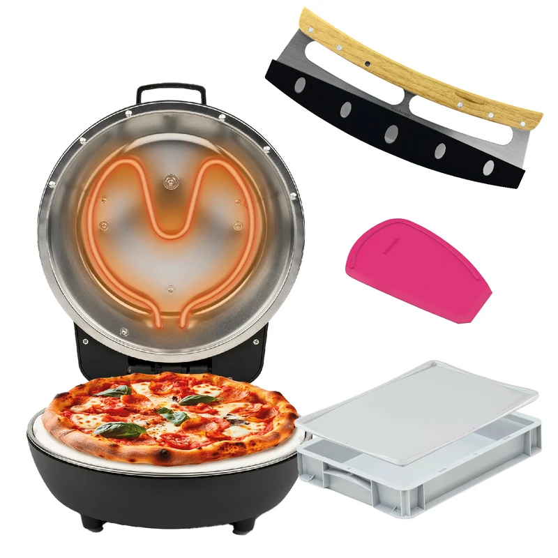 Pizza-Set Pizzaofen Pummarola inkl. Teigballenbox, Wiegemesser, WunderCard