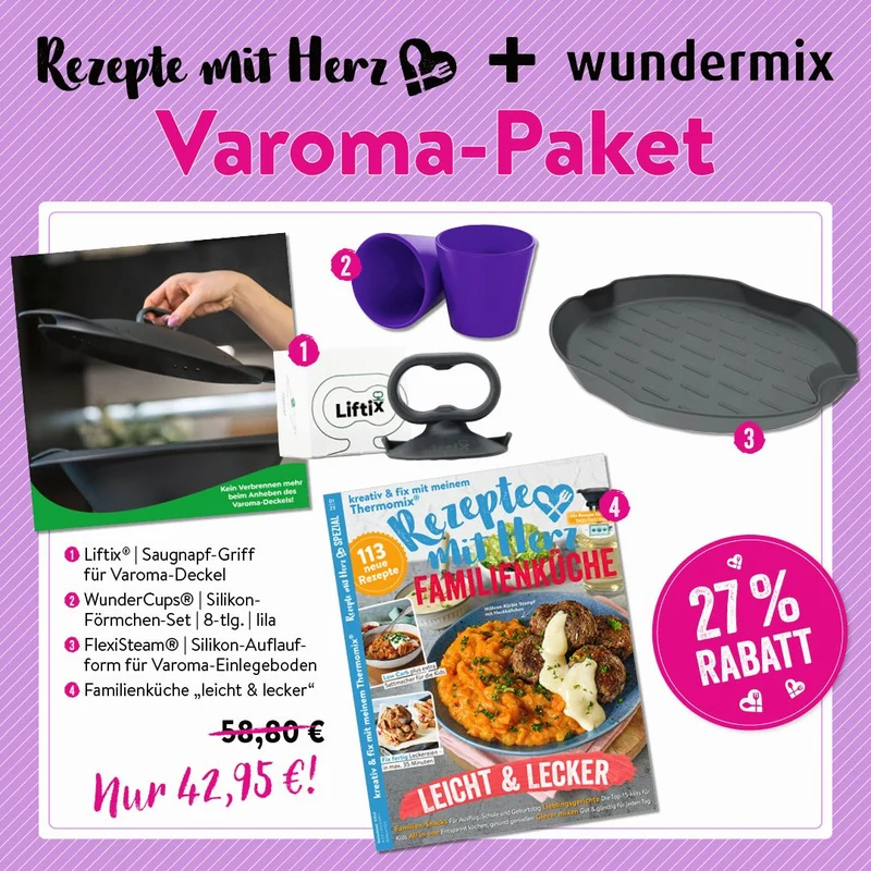 Varoma-Paket mit Herz für Thermomix TM6, TM5, TM31