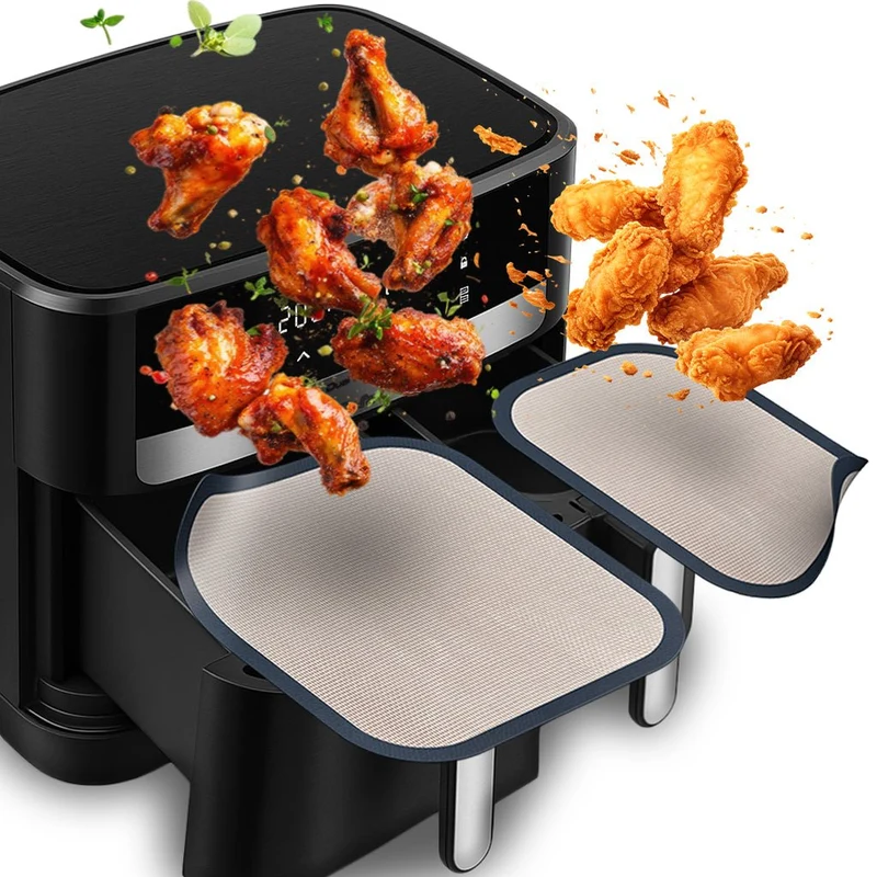 ZauberFry | Dauerbackmatten Set für Tefal Dual Easy Fry XXL