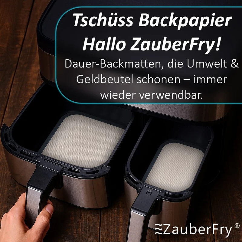 ZauberFry | Dauerbackmatten Set für Tefal Dual Easy Fry XXL
