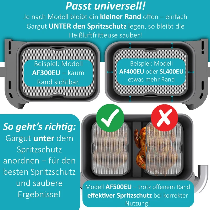 ZauberFry | Universeller Spritzschutz für Ninja AF300EU, SL300EU, AF500EU, SL400EU (2er-Set)