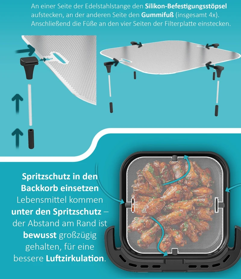 ZauberFry | Spritzschutz für Tefal Easy Fry XL Surface Airfryer