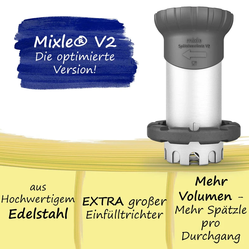 mixle® Spätzleaufsatz V2 aus Edelstahl für Monsieur Cuisine Smart, Connect, Trend & Compact
