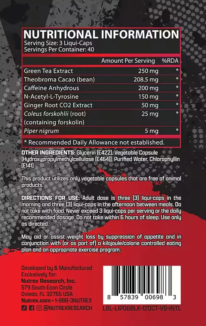 Nutrex Lipo 6 Black 120 Caps Gewichts Management